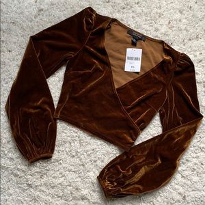 NWT gorgeous bronze Forever 21 puff sleeve crop XS